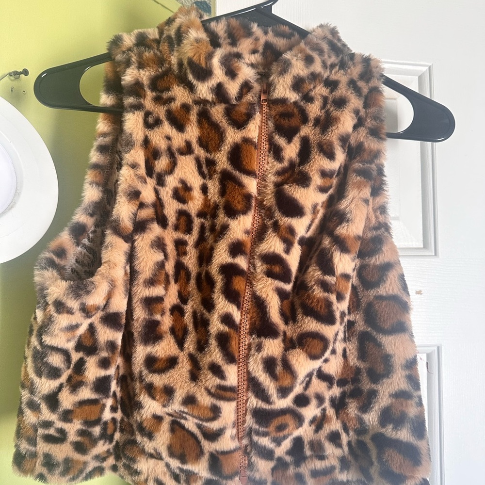 Leopard Print Faux Fur Vest